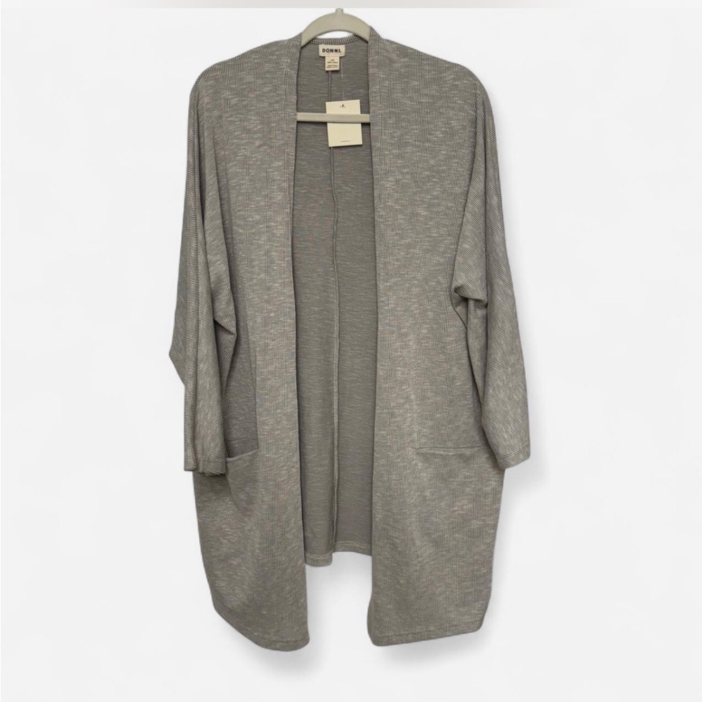 Donni. Sandwash Open Cardigan New One Size Neutral Lagenlook Coastal Grandmother